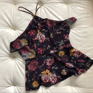 Monteau Floral Peplum Halter Top
